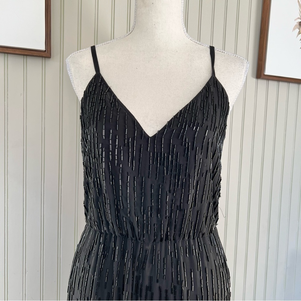Alice + Olivia Porsha Black Beaded Jumpsuit Evening Wear View 3